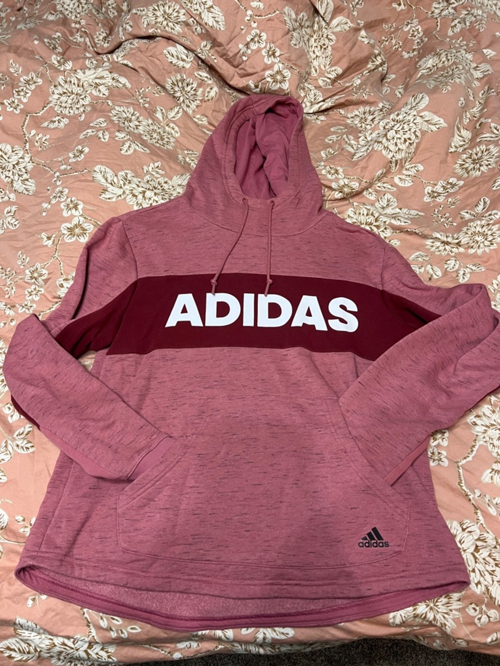 adidas Pink and Burgundy Logo Hooded Sweatshirt